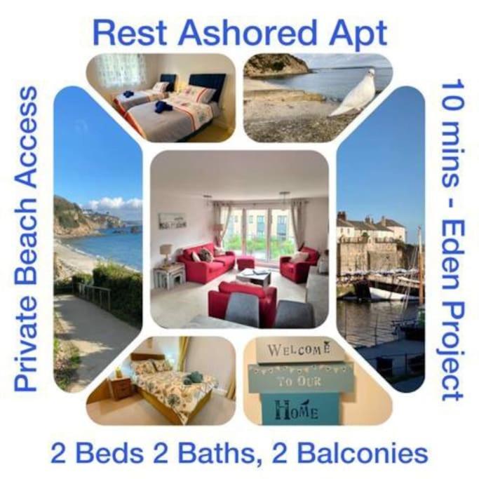 Stunning Apartment, Balconies, Private Beach, Coast Path Charlestown (Cornwall) Exteriör bild